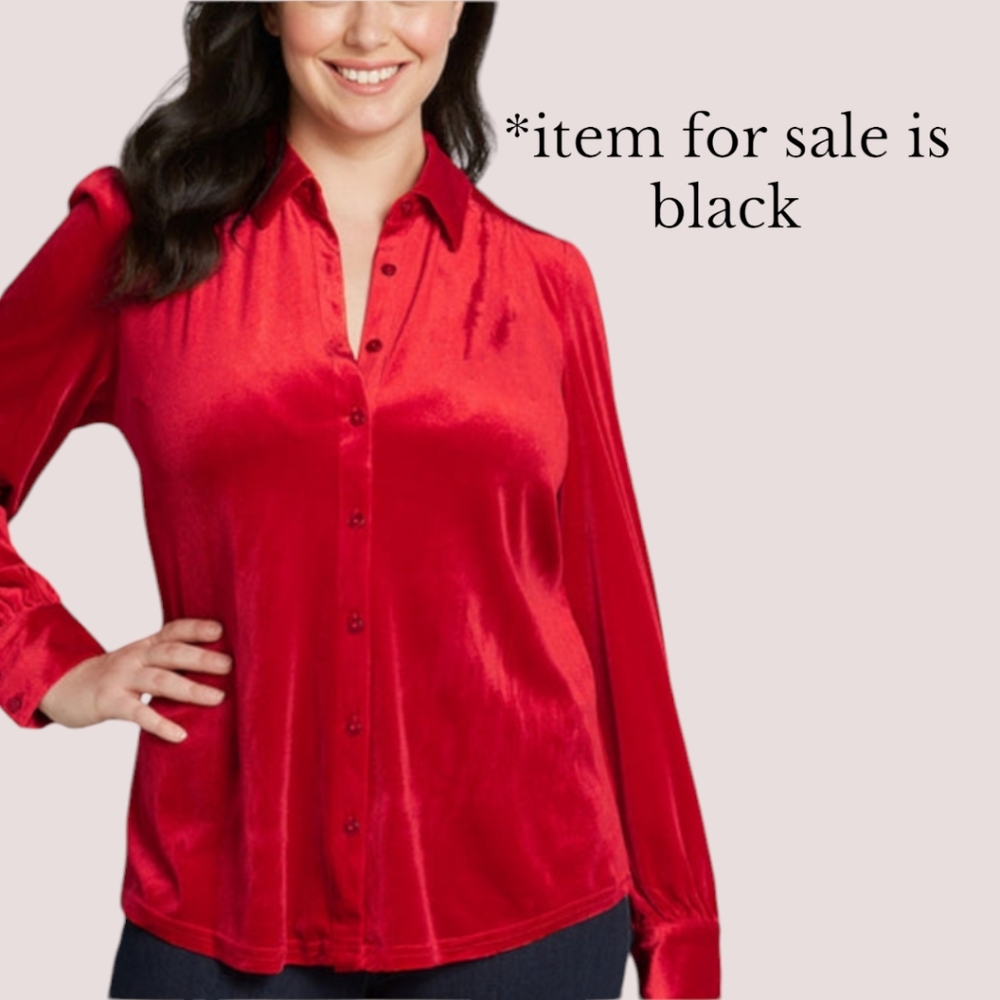 🖤 Modcloth Bee Buzzworthy Black Velvet Button Up Shirt, XL, NWT